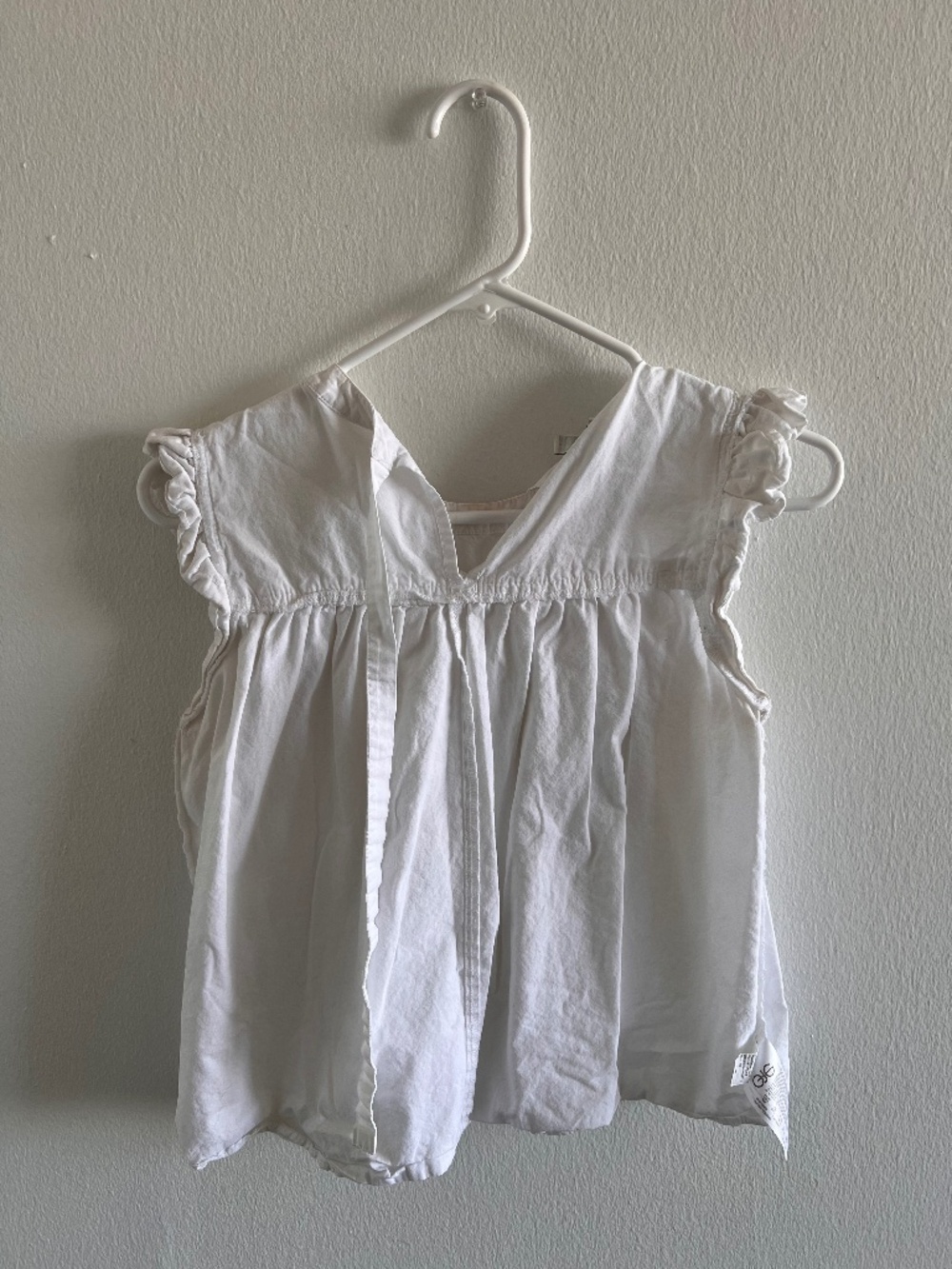 White Ruffle Sleeve V-Neck Blouse